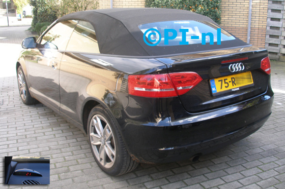 Parkeersensoren ingebouwd door PI-nl in een Audi A3 Cabriolet uit 2010. De display (set A 2013) werd linksvoor bij de a-stijl gemonteerd.