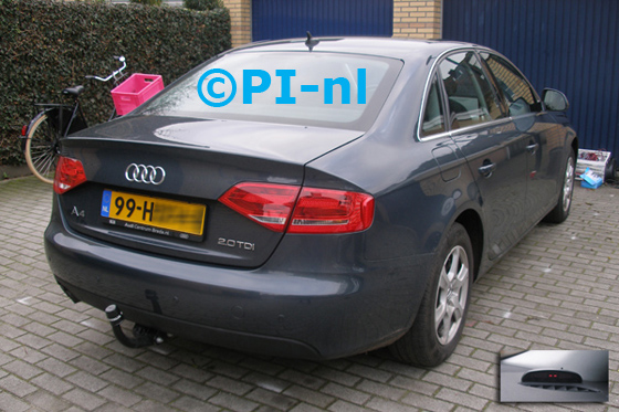 Parkeersensoren (set A 2013) ingebouwd door PI-nl in een Audi A4 2.0 TDI met canbus uit 2009. De display werd rechts bij de a-stijl gemonteerd.