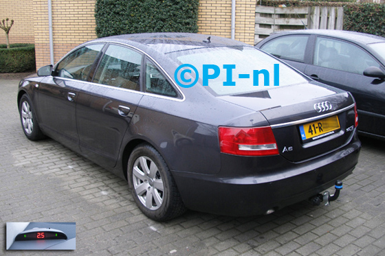 Parkeersensoren ingebouwd door PI-nl in een Audi A6 Quattro Limousine TDI 3.0 met canbus-systeem uit 2005. De display (set A 2014) werd linksvoor bij de a-stijl gemonteerd.