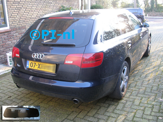 Parkeersensoren ingebouwd door PI-nl in een Audi A6 Avant met canbus uit 2007. De spiegeldisplay (set D 2017) is van de set met camera en sensoren.