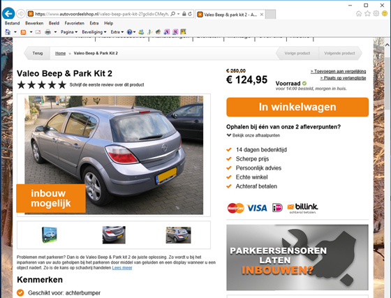 Parkeersensoreninbouwen.nl kwam er achter, dat een bedrijf uit Den Haag online parkeersets verkoopt van een ander merk, en daarbij zelfs via garages inbouw aanbiedt, maar... dat zij voor hun advertenties foto's van de website van Parkeersensoreninbouwen.nl gebruikt!