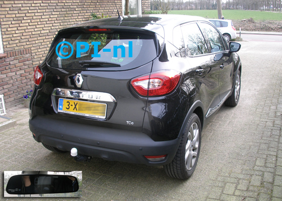 Parkeersensoren ingebouwd door PI-nl in een Renault Captur TCE uit 2014. De spiegeldisplay (set D 2017) is van de set met camera en sensoren; deze werden antraciet gespoten.