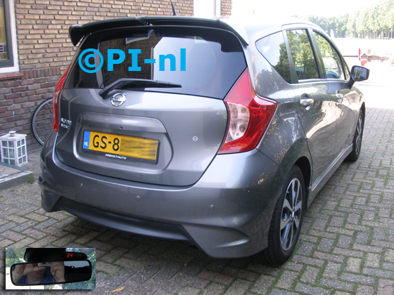 Parkeersensoren ingebouwd door PI-nl in een Nissan Note N-Tec Limited Edition uit 2015. De display (set A 2017) werd op de binnenspiegel gemonteerd.