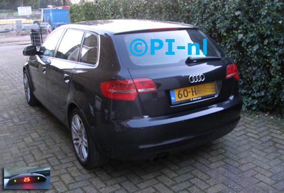 Parkeersensoren ingebouwd door PI-nl in een Audi A3 Sportback met canbus uit 2008 (model 2009). De display (set A 2017) werd linksvoor bij de a-stijl gemonteerd.