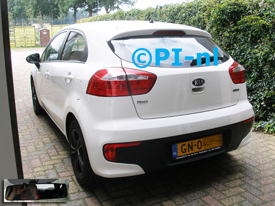 Parkeersensoren (set C 2018) ingebouwd door PI-nl in een Kia Rio 1.2 ComfortLine uit 2015. De display is de spiegeldisplay.