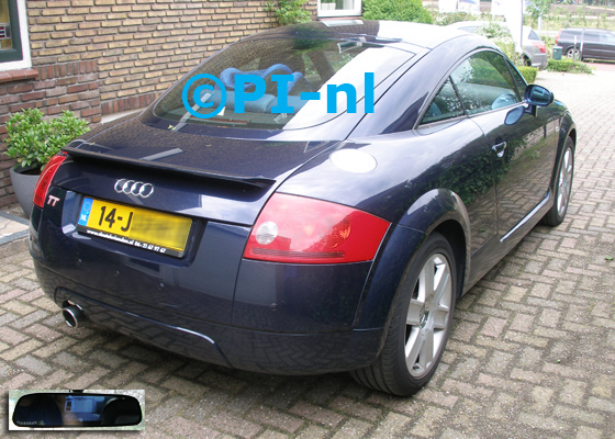 Parkeersensoren (set D 2019) ingebouwd door PI-nl in een Audi TT Coupe met canbus uit 2002. De spiegeldisplay is van de set met bumpercamera en sensoren.