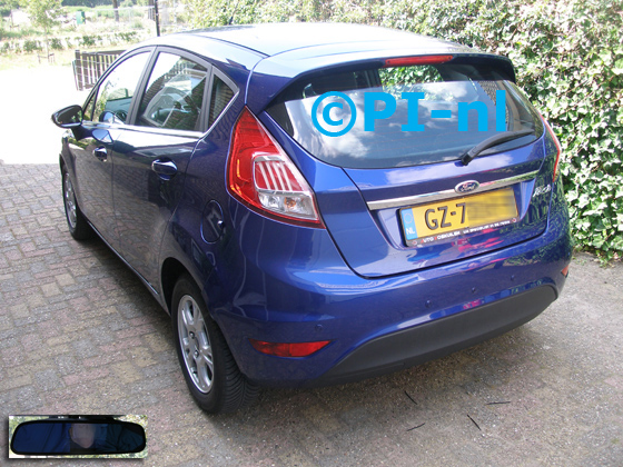 Parkeersensoren (set D 2019) ingebouwd door PI-nl in een Ford Fiesta Titanium TDCI met canbus uit 2015. De spiegeldisplay is van de set met bumpercamera en sensoren.