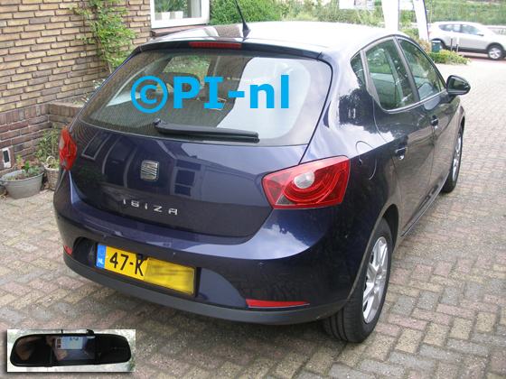 Parkeersensoren (set F 2019) ingebouwd door PI-nl in een Seat Ibiza met canbus uit 2010. De spiegeldisplay is van de set met kentekenplaatcamera en sensoren.