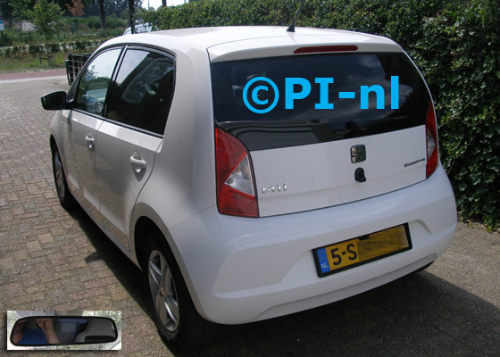 Kentekenplaatcamera (camera-set 2019) ingebouwd door PI-nl in een Seat Mii met canbus uit 2013. De display is de spiegeldisplay.