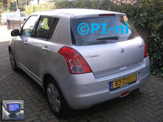 Parkeersensoren (set B 2019) ingebouwd door PI-nl in een Suzuki Swift 1.5 uit 2008. De display werd linksvoor bij de a-stijl gemonteerd.