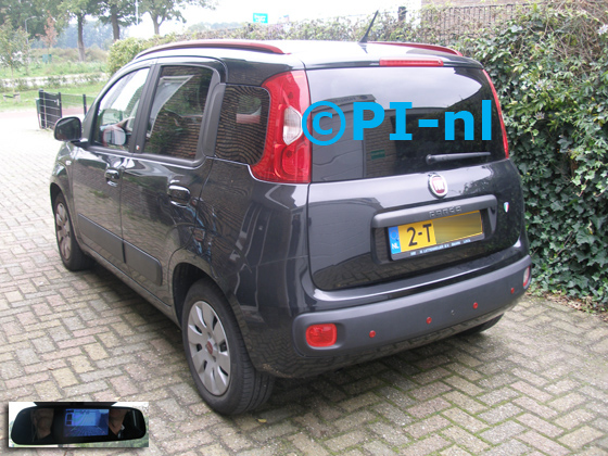 Parkeersensoren (set D 2019) ingebouwd door PI-nl in een Fiat Panda TwinAir Lounge uit 2014. De spiegeldisplay is van de set met bumpercamera en sensoren. De camera werd antraciet gespoten, de sensoren werden op kleur gespoten.
