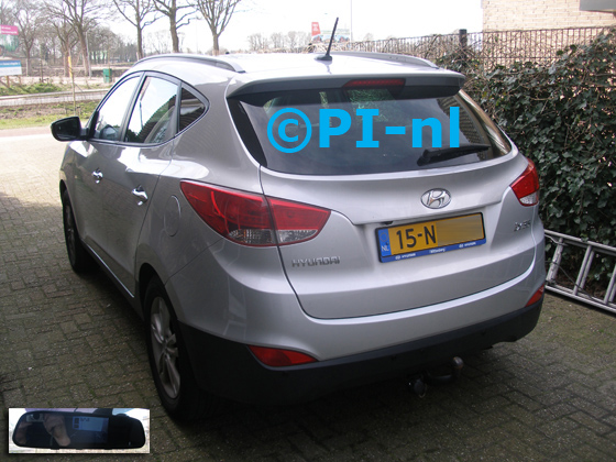 Parkeersensoren (set D 2020) ingebouwd door PI-nl in een Hyundai iX35 met canbus uit 2010. De spiegeldisplay is van de set met bumpercamera en sensoren.