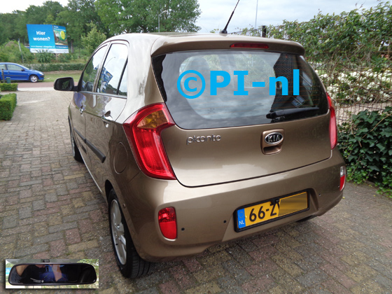 Camera-set (set 2020) ingebouwd door PI-nl in een Kia Picanto uit 2012. De spiegeldisplay is van de set met kentekenplaatcamera.