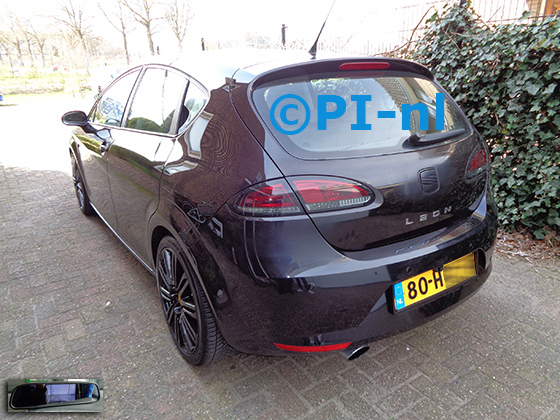 Parkeersensoren (set F 2021) ingebouwd door PI-nl in een Seat Leon met canbus uit 2005. De spiegeldisplay is van de set met bumpercamera en sensoren (in bestaande gaten).