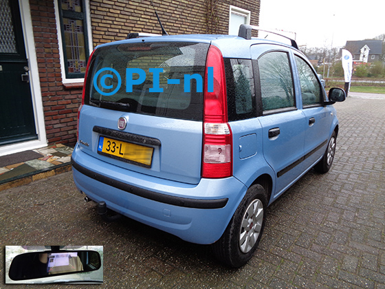 Parkeersensoren (set D 2022) ingebouwd door PI-nl in een Fiat Panda uit 2010. De spiegeldisplay is van de set met bumpercamera en sensoren. De camera en sensoren werden antraciet gespoten en in de stootrand gemonteerd.