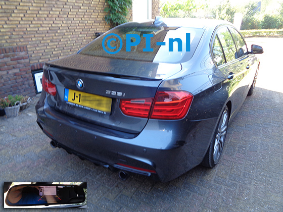 Parkeersensoren (set D 2022) ingebouwd door PI-nl in een BMW 335i sedan met canbus uit 2013. De spiegeldisplay is van de set met bumpercamera en sensoren.