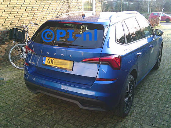 Parkeersensoren (set E 2025) ingebouwd door PI-nl in een Skoda Kamiq met canbus uit 2023. De pieper werd achterin gemonteerd.