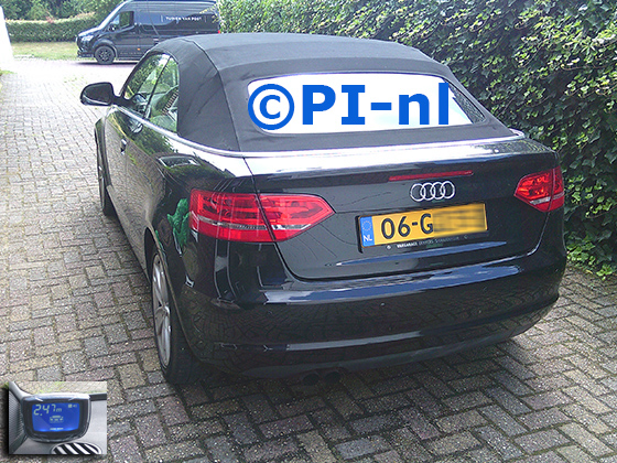 Parkeersensoren (set B 2025) ingebouwd door PI-nl in een Audi A3 Cabriolet met canbus uit 2008. De display werd linksvoor bij de a-stijl gemonteerd.