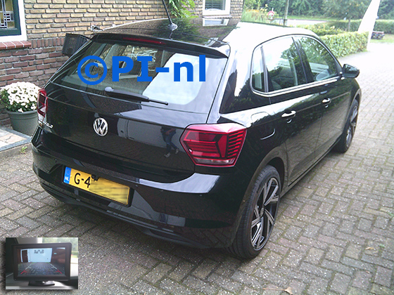 Parkeersensoren (set F 2025) ingebouwd door PI-nl in een Volkswagen Polo met canbus uit 2019. De monitor is van de set met kentekenplaatcamera en sensoren.