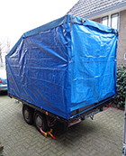 Grote Aanhanger / aanhangwagen 7m3 dubbel-asser met huif huren